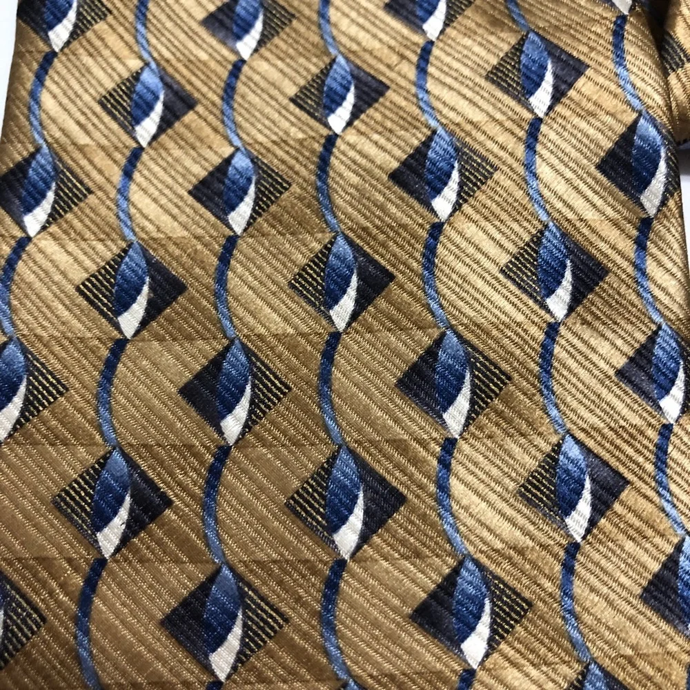 Palatina Men’s Silk Brown And Blue Patterned Tie
